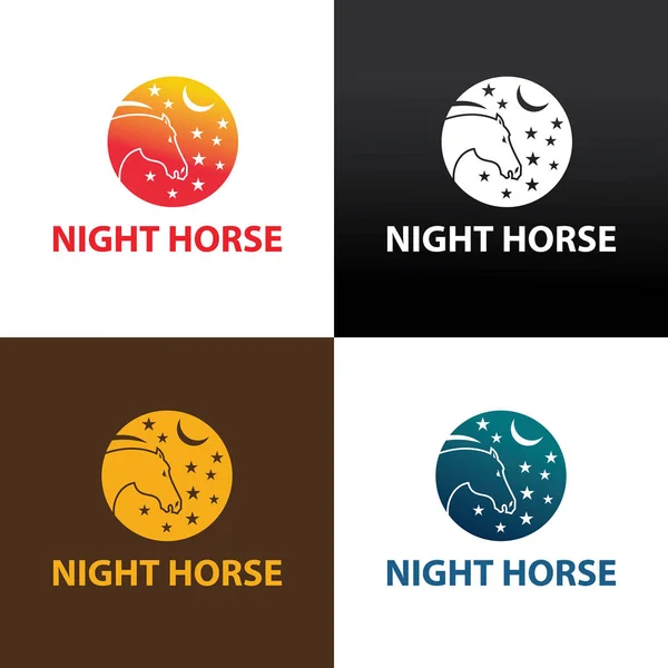 Nacht paard logo ontwerpsjabloon. Vectorillustratie — Stockvector