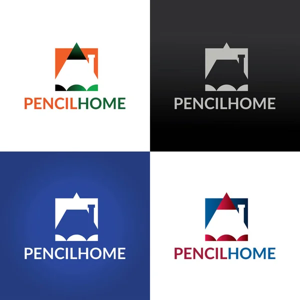 Pencil home logo design template. Vector illustration — Stock Vector