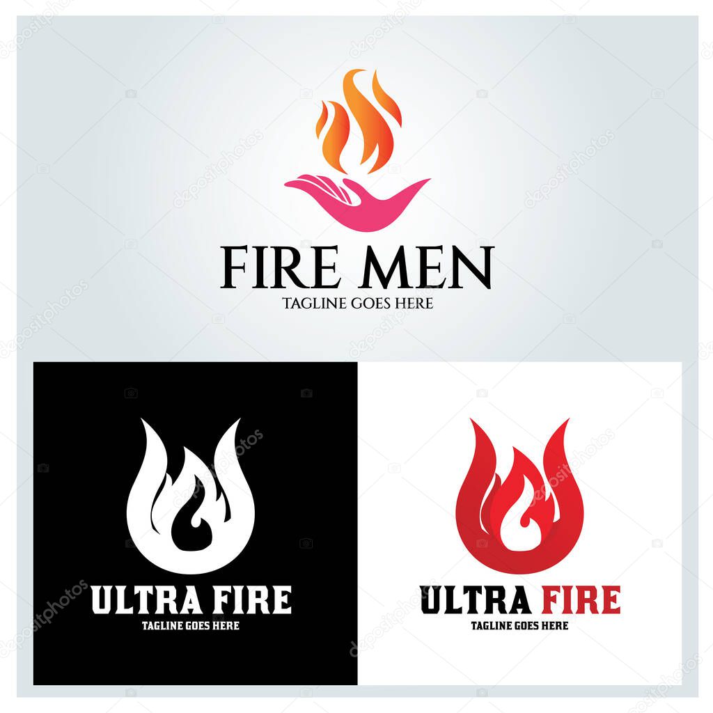 Fire men logo design template. Vector illustration