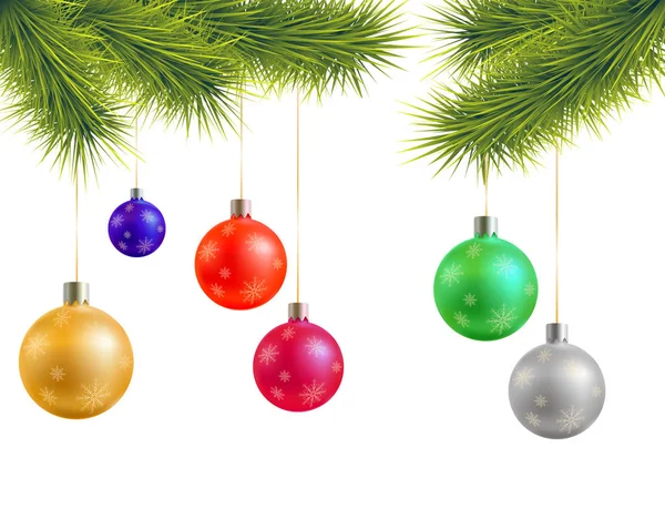 Fond de Noël avec des boules colorées — Image vectorielle