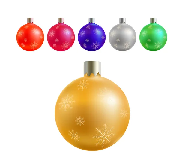 Ensemble de boules de Noël colorées sur fond blanc — Image vectorielle