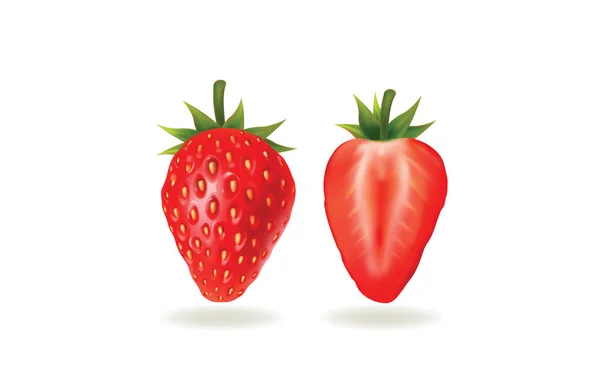 Illustration of a strawberry on white background — Stock Vector