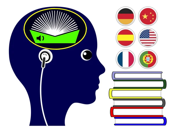 Idioma extranjero Audio Libros — Foto de Stock