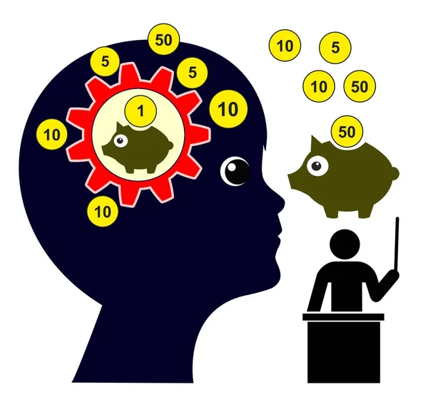 Обучение детей экономии денег — стоковое фото