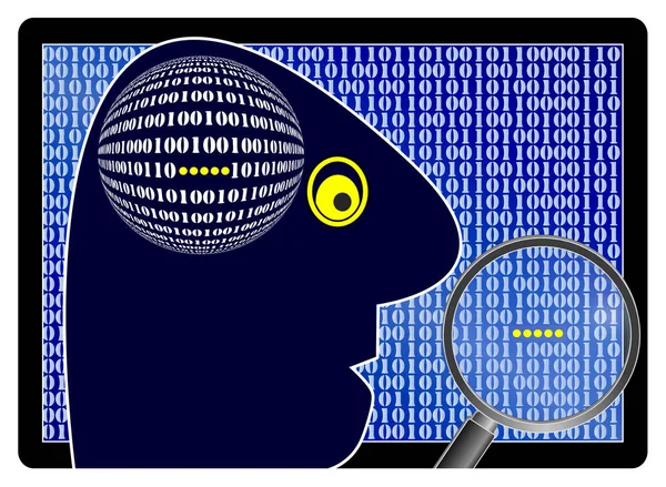 Haker Szukając Informacji Poufnych Złodziej Danych Szpiegostwo Tajemnic Prywatnych Biznesowych — Zdjęcie stockowe