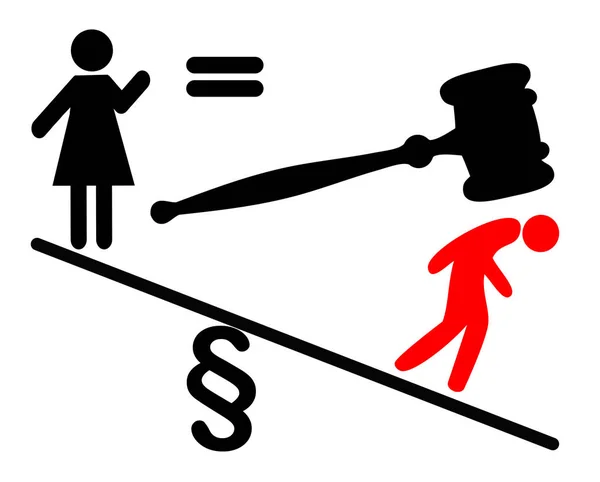 妇女为法律平等而斗争 性别不平等诉讼的概念标志 — 图库照片