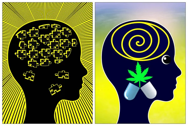 Medicinsk Marijuana För Migrän Svår Huvudvärk Smärtlindring Genom Cannabis Piller — Stockfoto