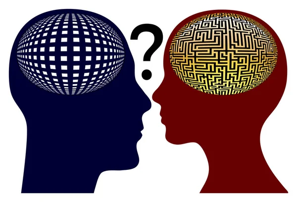 Male Brain Female Brain Different Mindsets Causing Communication Conflicts Men — Stock Photo, Image