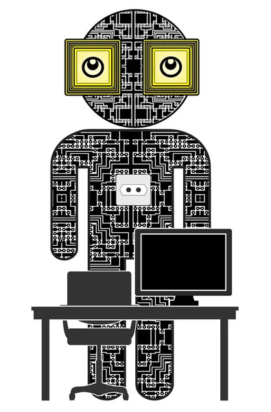 Robotar För Kontorsarbete Artificiell Intelligens Arbetsplatsen Som Ersätter Människor — Stockfoto
