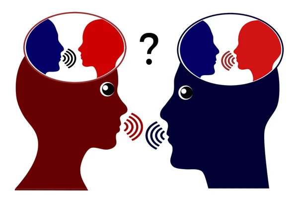 Dbanie Myślą Inni Dwoje Ludzi Słucha Swojego Wewnętrznego Głosu Komunikując — Zdjęcie stockowe