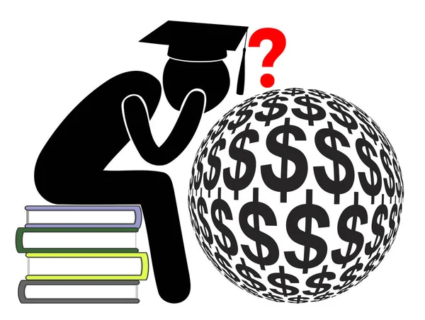 Studienkreditschulden Verwirrter Absolvent Mit Hohen Finanziellen Verbindlichkeiten Aufgrund Von College — Stockfoto