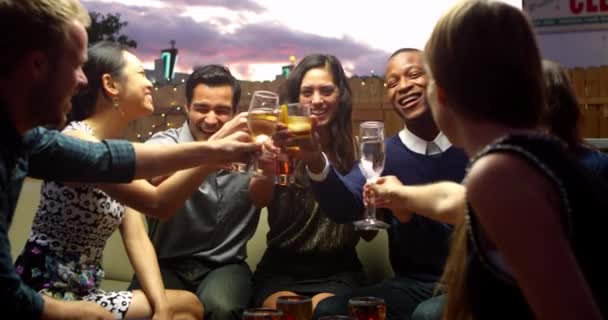 Friends At Rooftop Bar — Stock Video