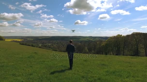 Man Flying Drone — Stock Video