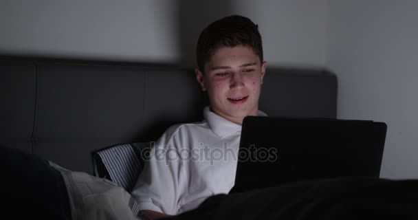 Teenage Boy Using Laptop — Stock Video