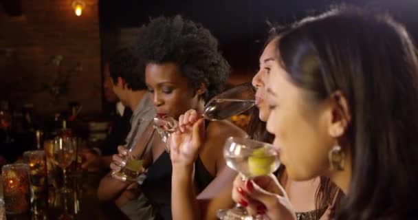 Female Friends At Cocktail Bar — Stock Video