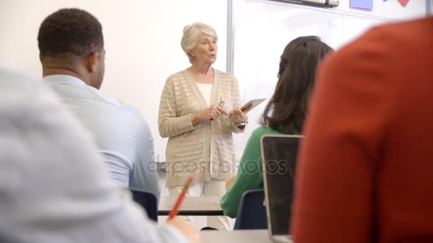 Mujer enseñando educación de adultos — Vídeo de stock