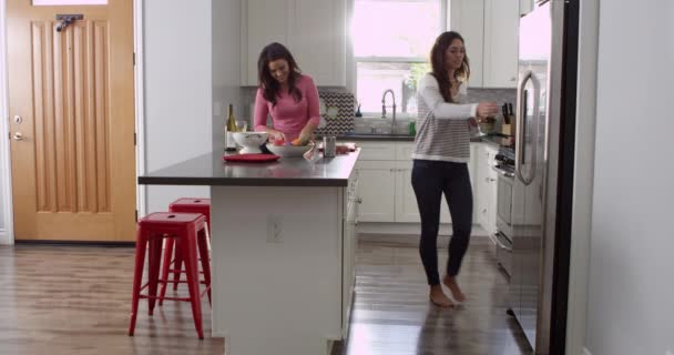 Pareja lesbiana preparando comida — Vídeo de stock