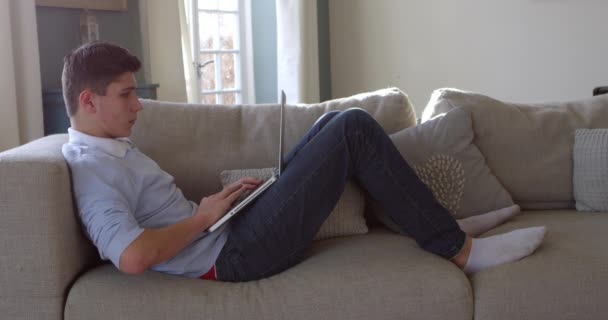 Teenage Boy Using Laptop — Stock Video