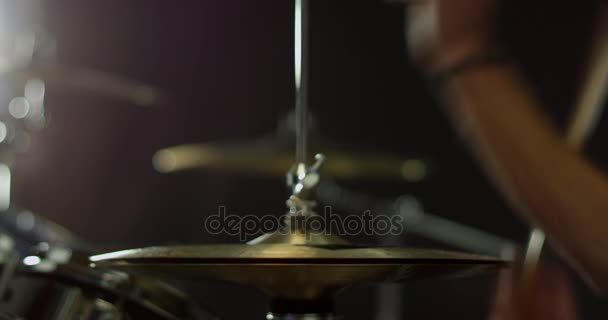 Drummer Playing Drum Kit — Stock Video