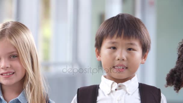 Ocho niños de primaria sonrientes — Vídeos de Stock