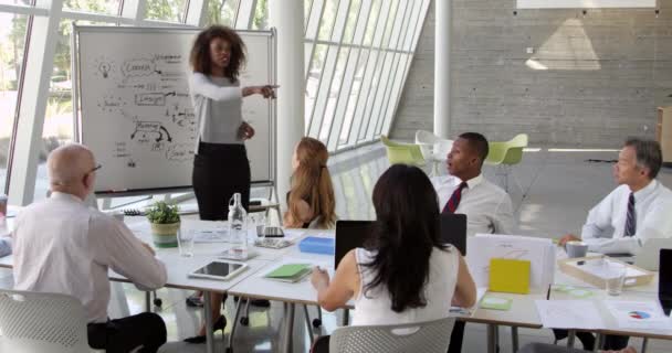 Empresária leva sessão de brainstorming — Vídeo de Stock