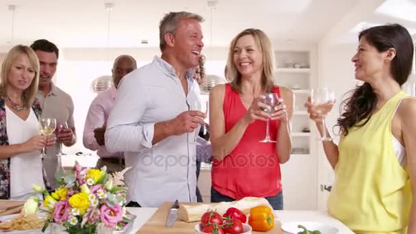 Amigos maduros disfrutando de la cena — Vídeo de stock