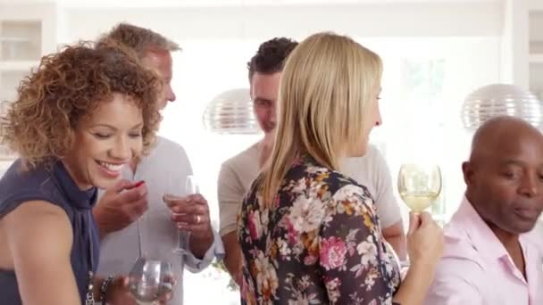 Amigos maduros disfrutando de la cena — Vídeo de stock