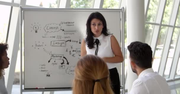 Empresária leva sessão de brainstorming — Vídeo de Stock