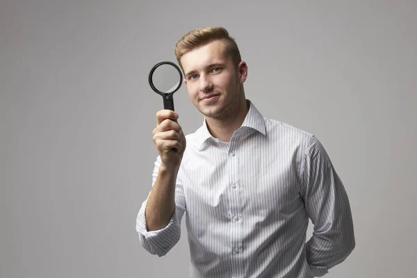 Criminologist With Magnifying Glass — Stock Photo, Image
