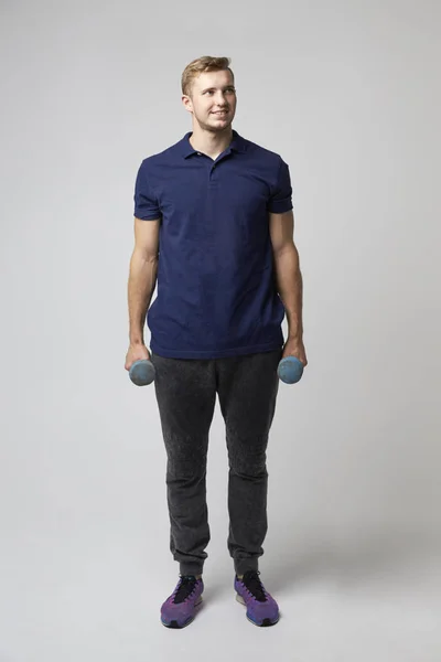 Male Sports Coach Holding Weights — Stock Photo, Image