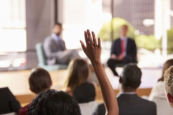 Vraag van het publiek op seminar — Stockfoto