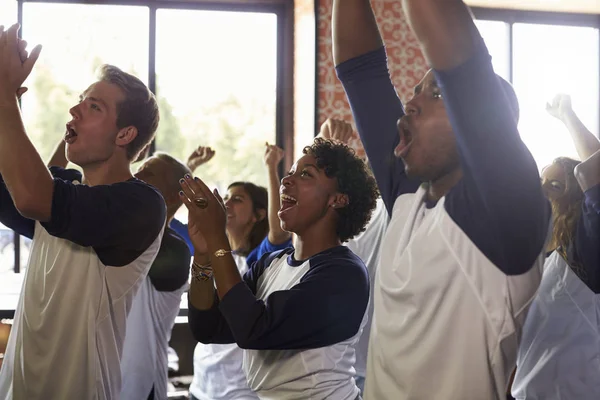 Amigos celebrando con alegría — Foto de Stock