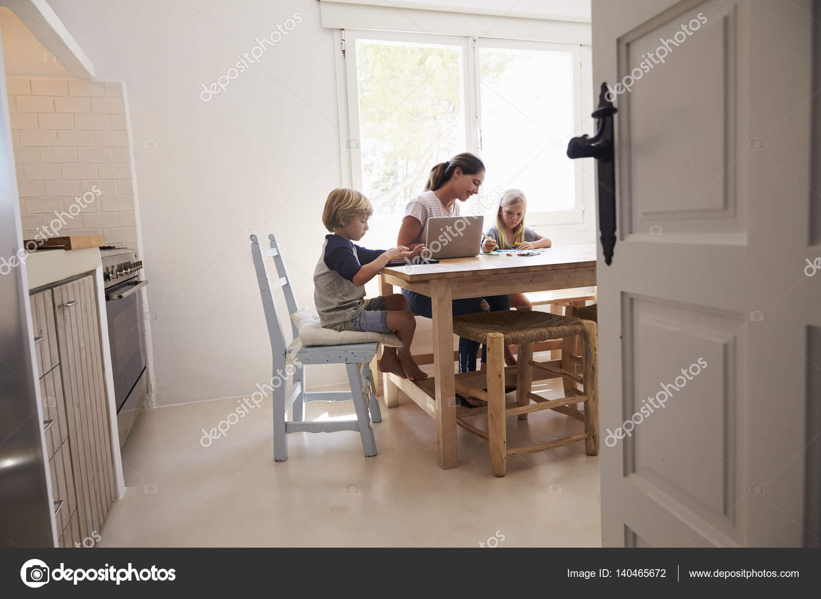 kids working kitchen