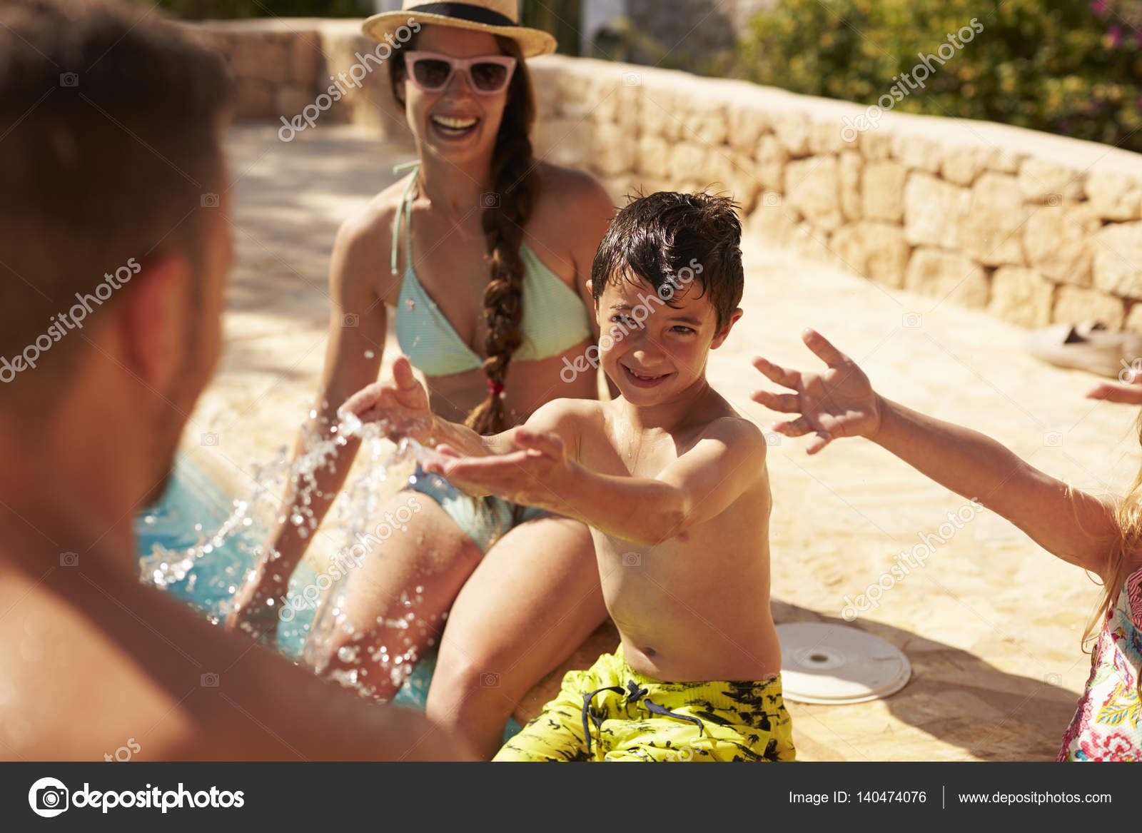 Family Having Fun By Poolside Stock Photo Image By C Monkeybusiness 140474076