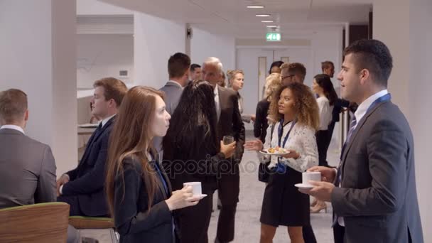 Delegates Networking During Coffee Break — Stock Video