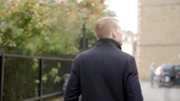 Man Walking Along Street — Stock Video