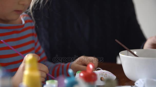 Father And Daughter Painting Mask — Stock Video