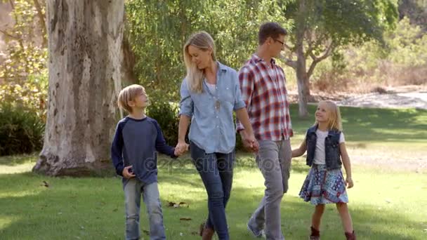 Promenade familiale dans un parc — Video