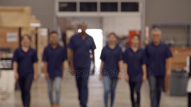 Engineers And Apprentices Walk In Factory — Stock Video