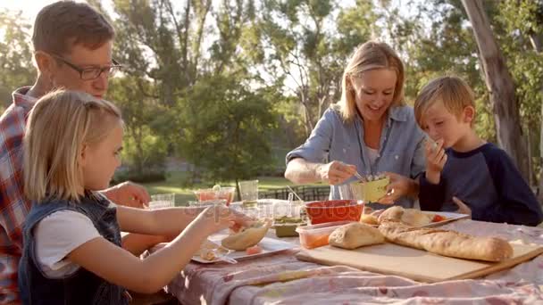 Familj som njuter av en picknick — Stockvideo