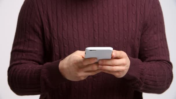 Man Sending Text Message — Stock video