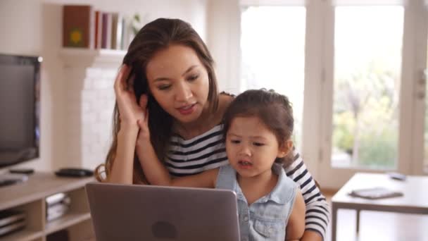 Mother and Daughter Watch Movie — стоковое видео