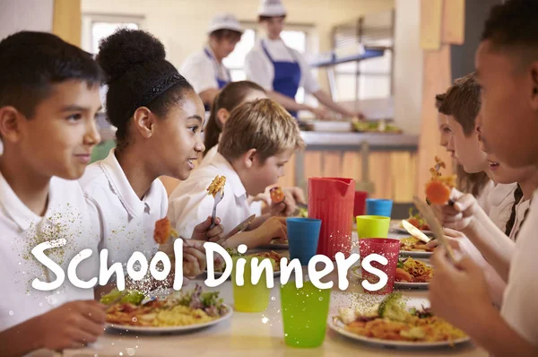 Primary school children in cafeteria — Stock Photo, Image