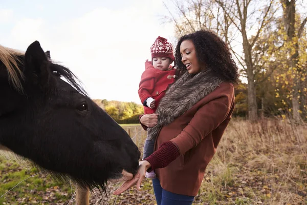 Junges Mädchen geht mit Mutter spazieren — Stockfoto