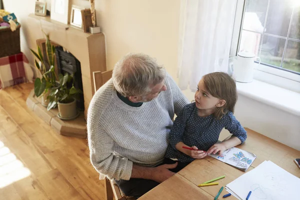 Grandfather And Granddaughter Colouring Picture — Stock Photo, Image