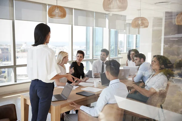 Mujer de negocios lidera reunión —  Fotos de Stock