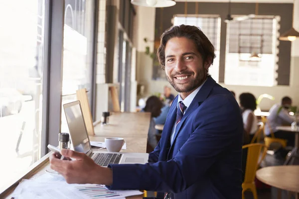 Businessman Working In Coffee Shop — Stock Photo, Image