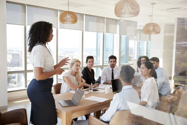 Empresária lidera reunião — Fotografia de Stock