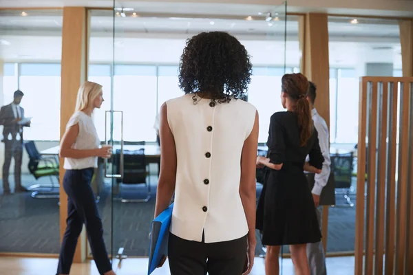 Businesswoman Entering Boardroom — Stock Photo, Image