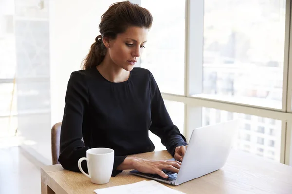 Zakenvrouw Werken op Laptop — Stockfoto